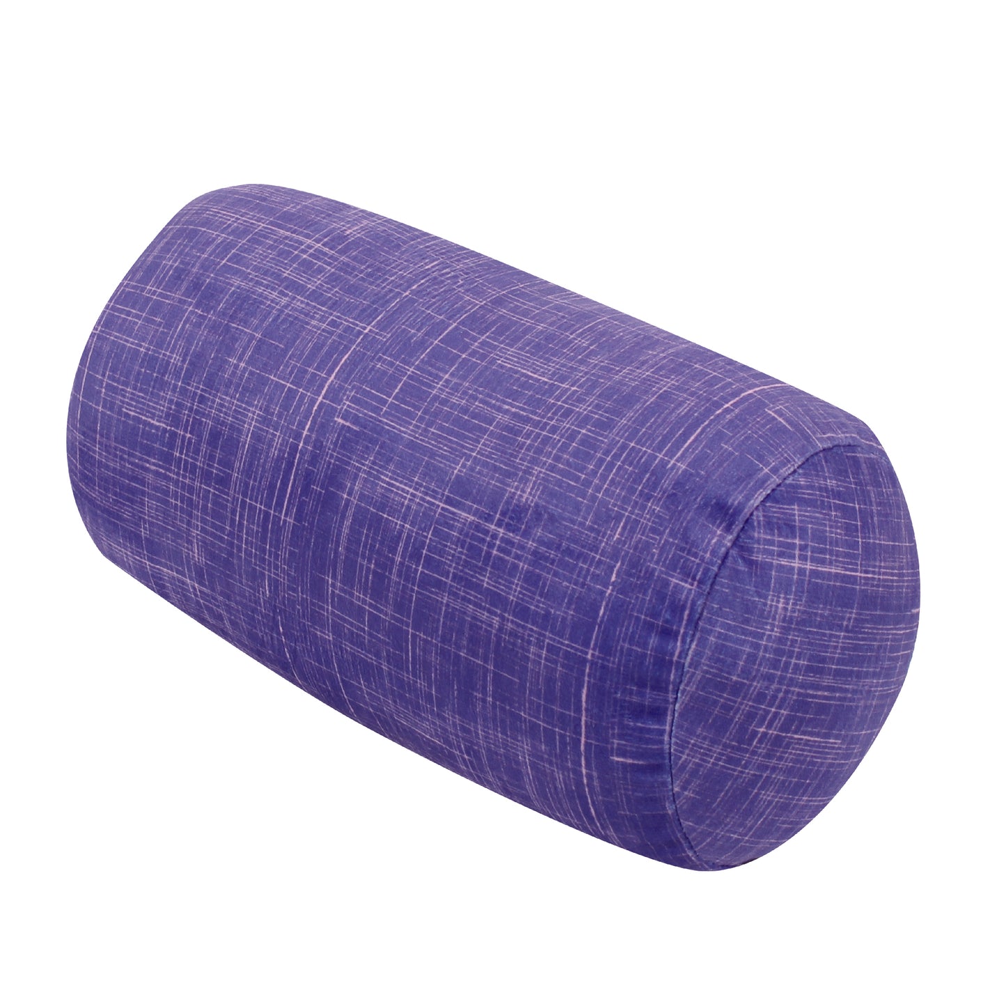 Front view of the Plush Roll Travel Pillow in UV Hatch, which is made of ultra-soft purple and pink cross-hatch fabric.
