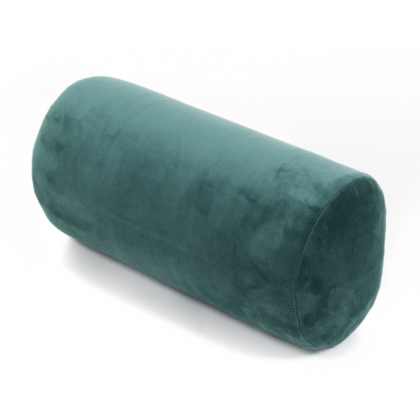 Front view of the Memory Foam Roll Travel Pillow in Hunter Green, which is made of ultra-soft dark green fabric