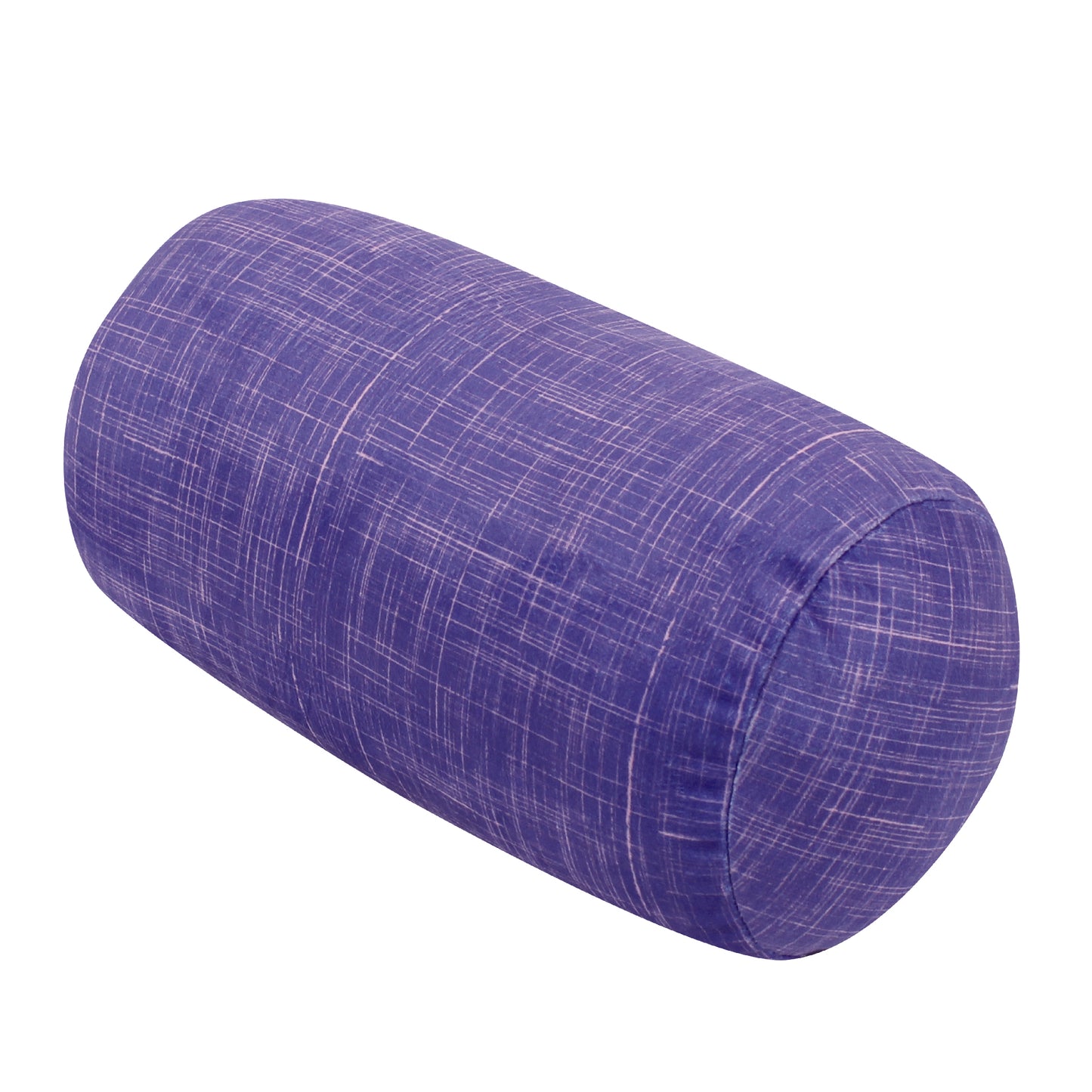 Front view of the Memory Foam Roll Travel Pillow in UV Hatch, which is made of ultra-soft purple and pink cross-hatch fabric.