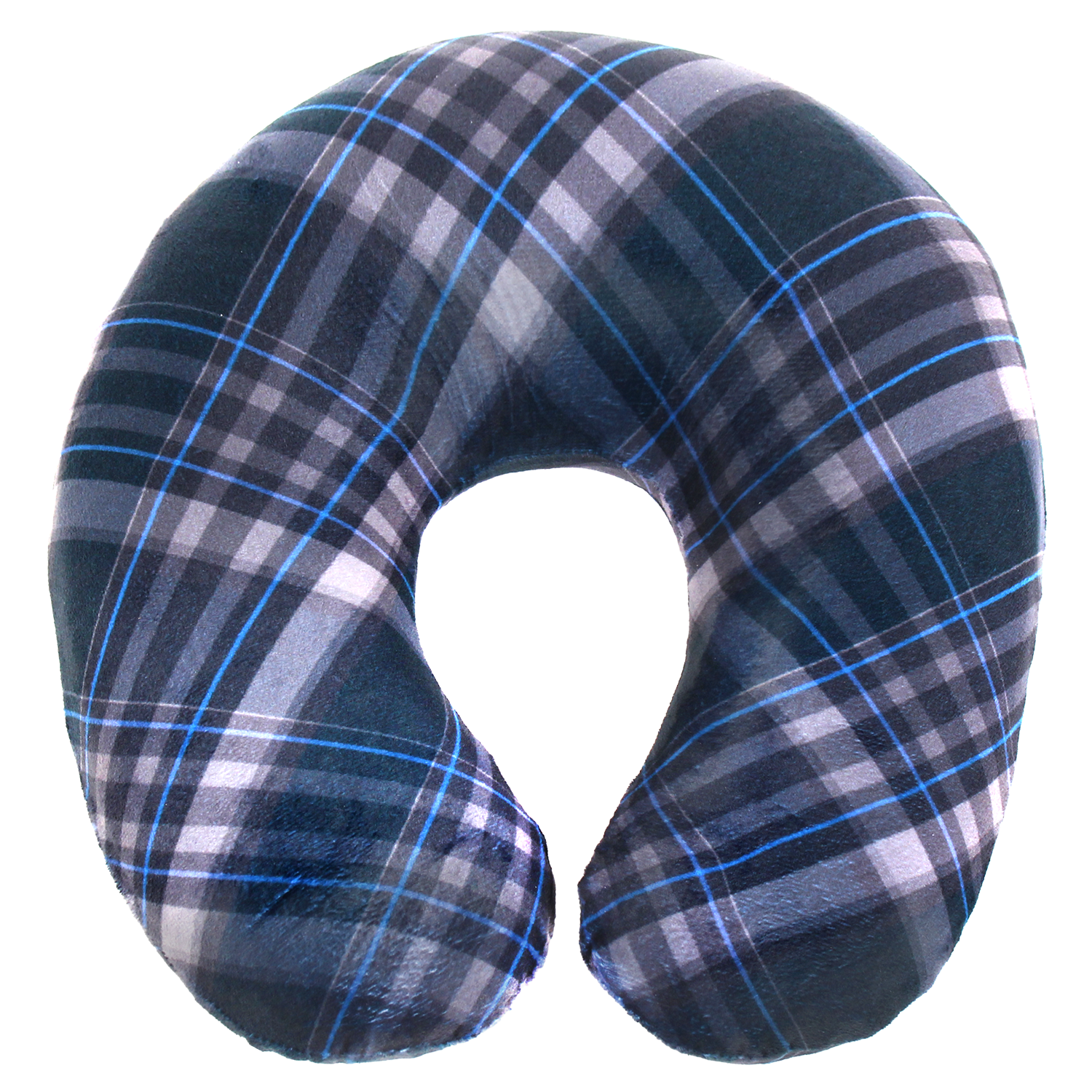 Memory Foam Travel Neck Pillow in Navy Plaid