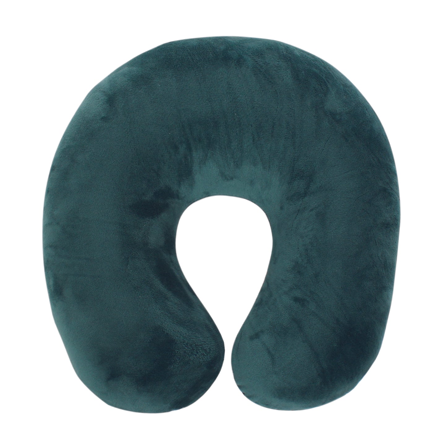Front view of the Memory Foam Travel Neck Pillow in Hunter Green, which is made of ultra-soft dark green fabric.