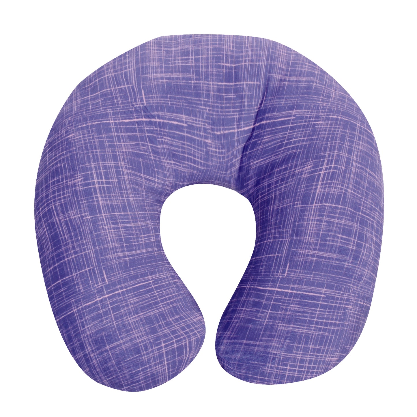 Front view of the Memory Foam Travel Neck Pillow in UV Hatch, which is made of ultra-soft purple and pink cross-hatch fabric.