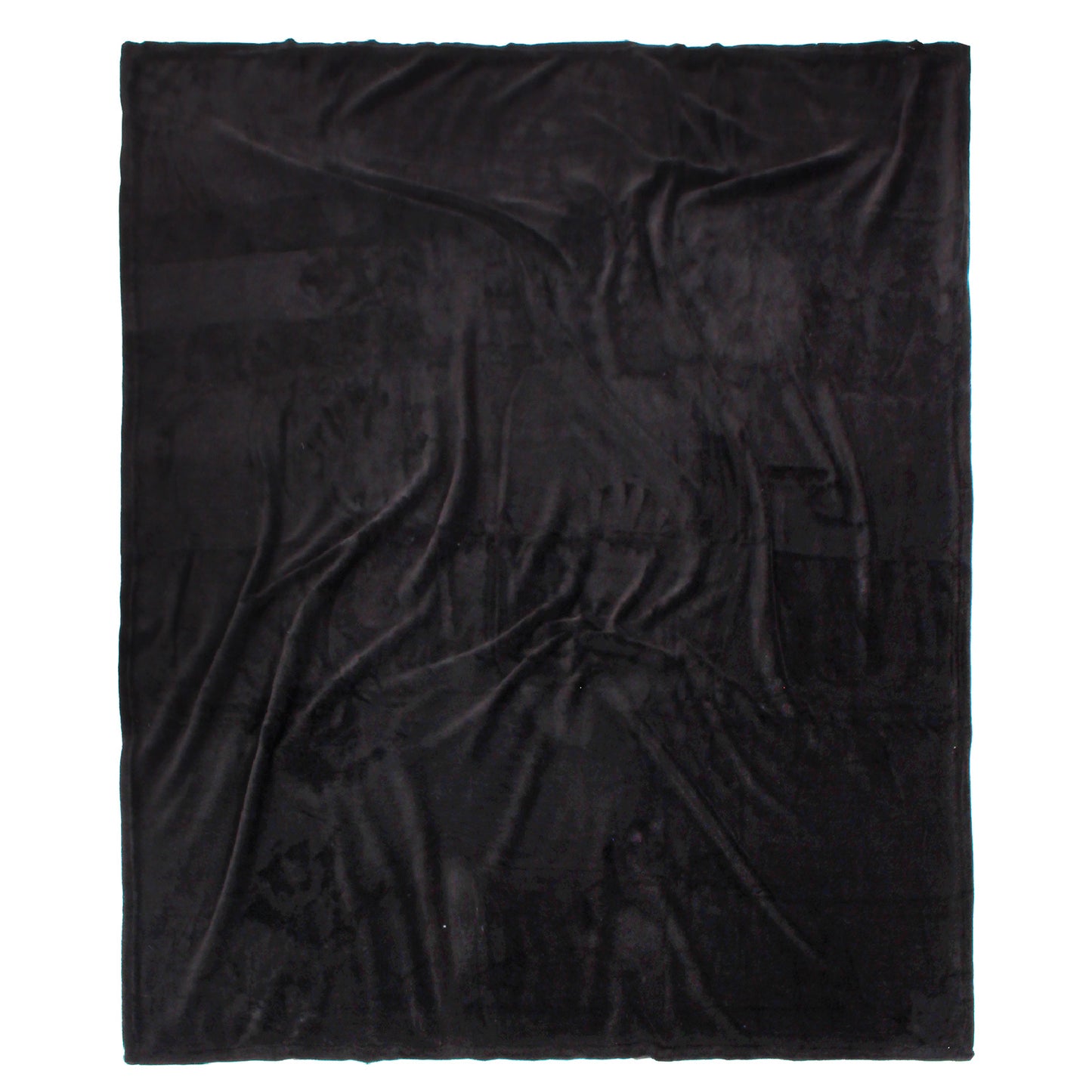 Black Microplush Throw Blanket spread out to show the blanket's size (50 in x 60 in).