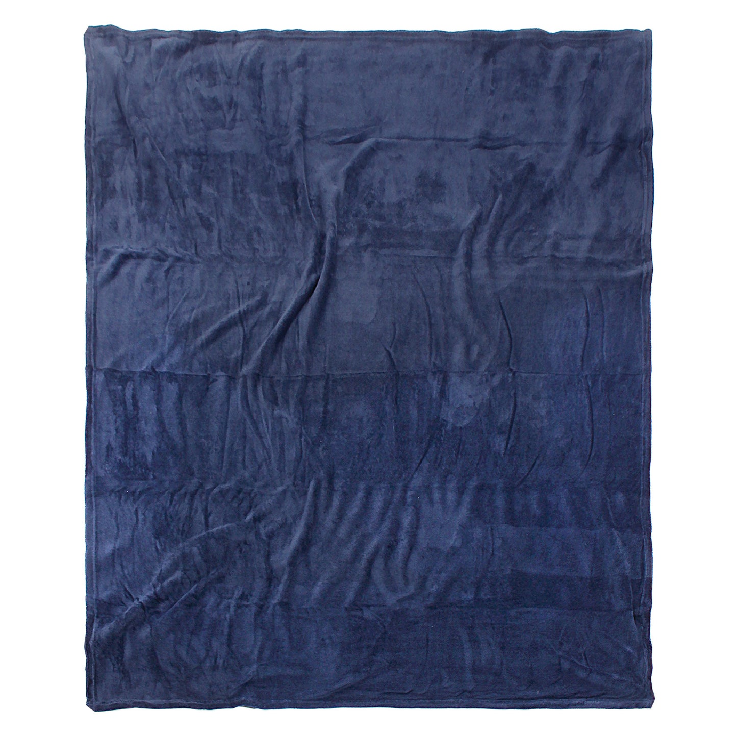 Navy Microplush Throw Blanket spread out to show the blanket's size (50 in x 60 in).