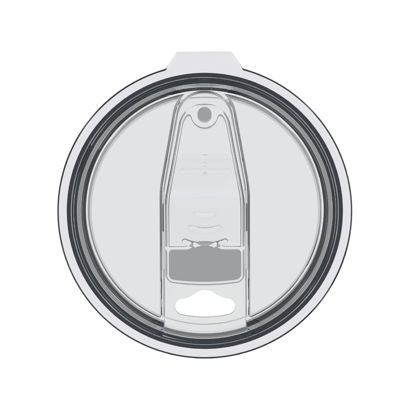 Top view of the 20oz Stainless Steel Travel Tumbler's clear, transparent lid.