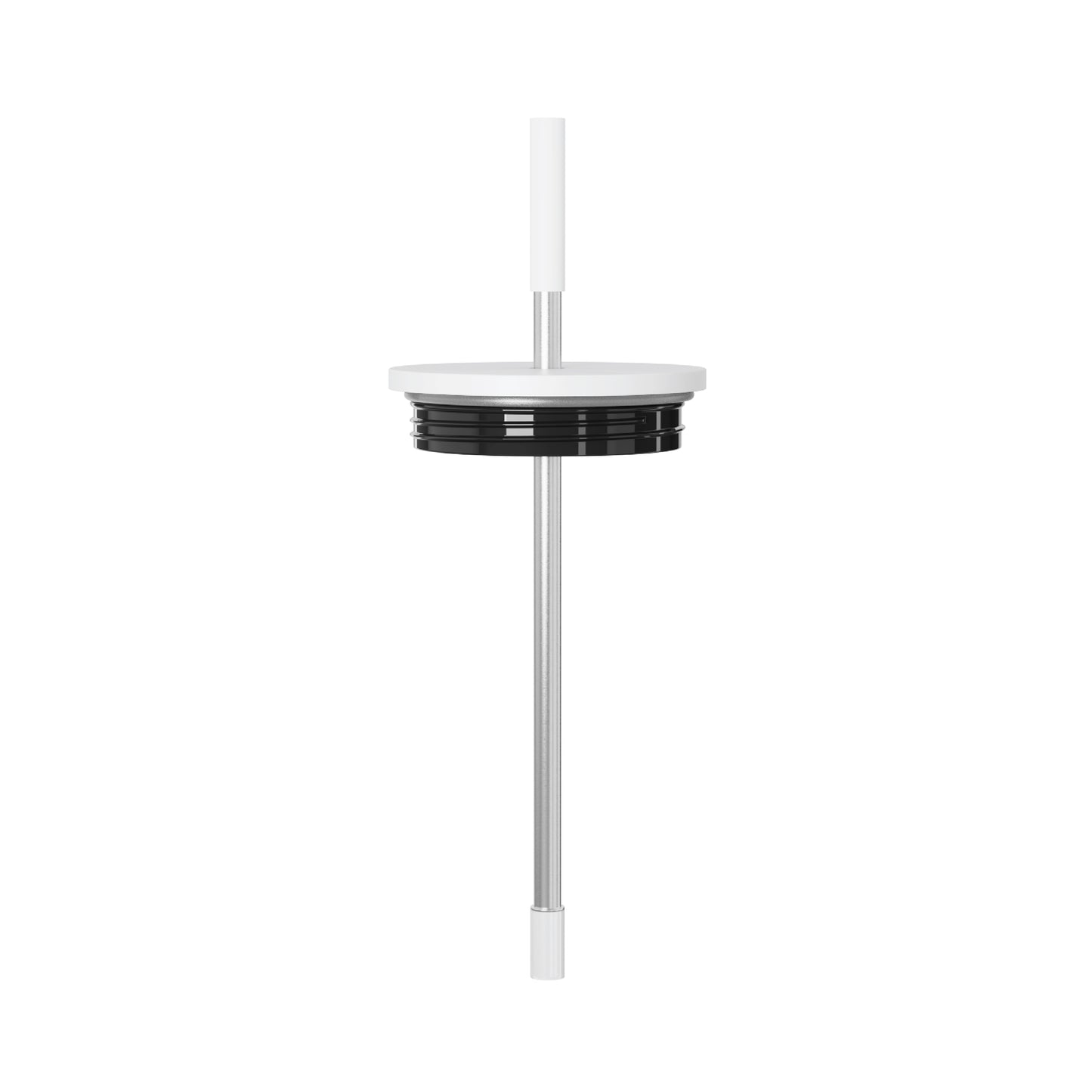 Isolated close-up of the 24oz Stainless Steel Tumbler's straw and lid only, which are both displayed against a white background.