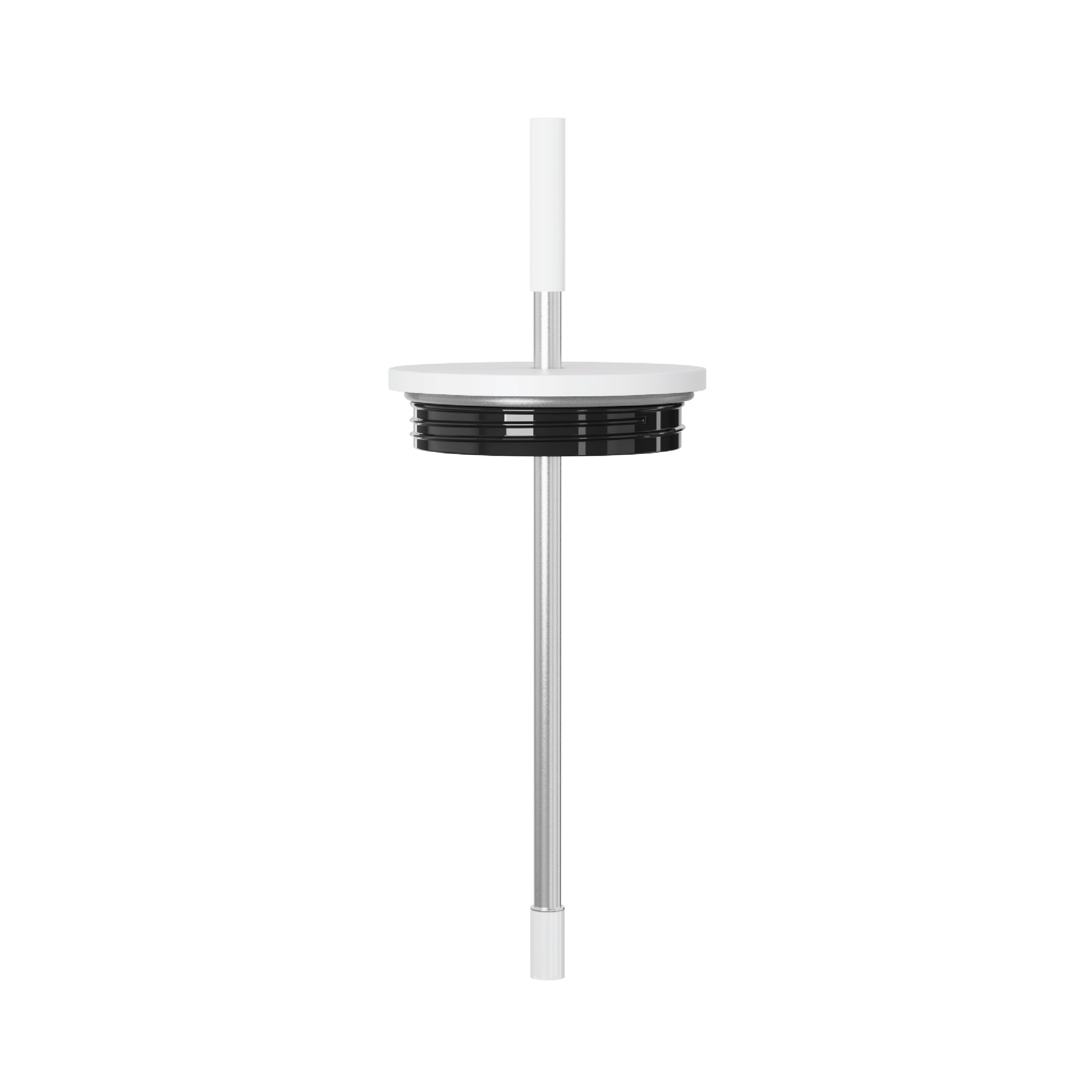 Isolated close-up of the 24oz Stainless Steel Tumbler's straw and lid only, which are both displayed against a white background.