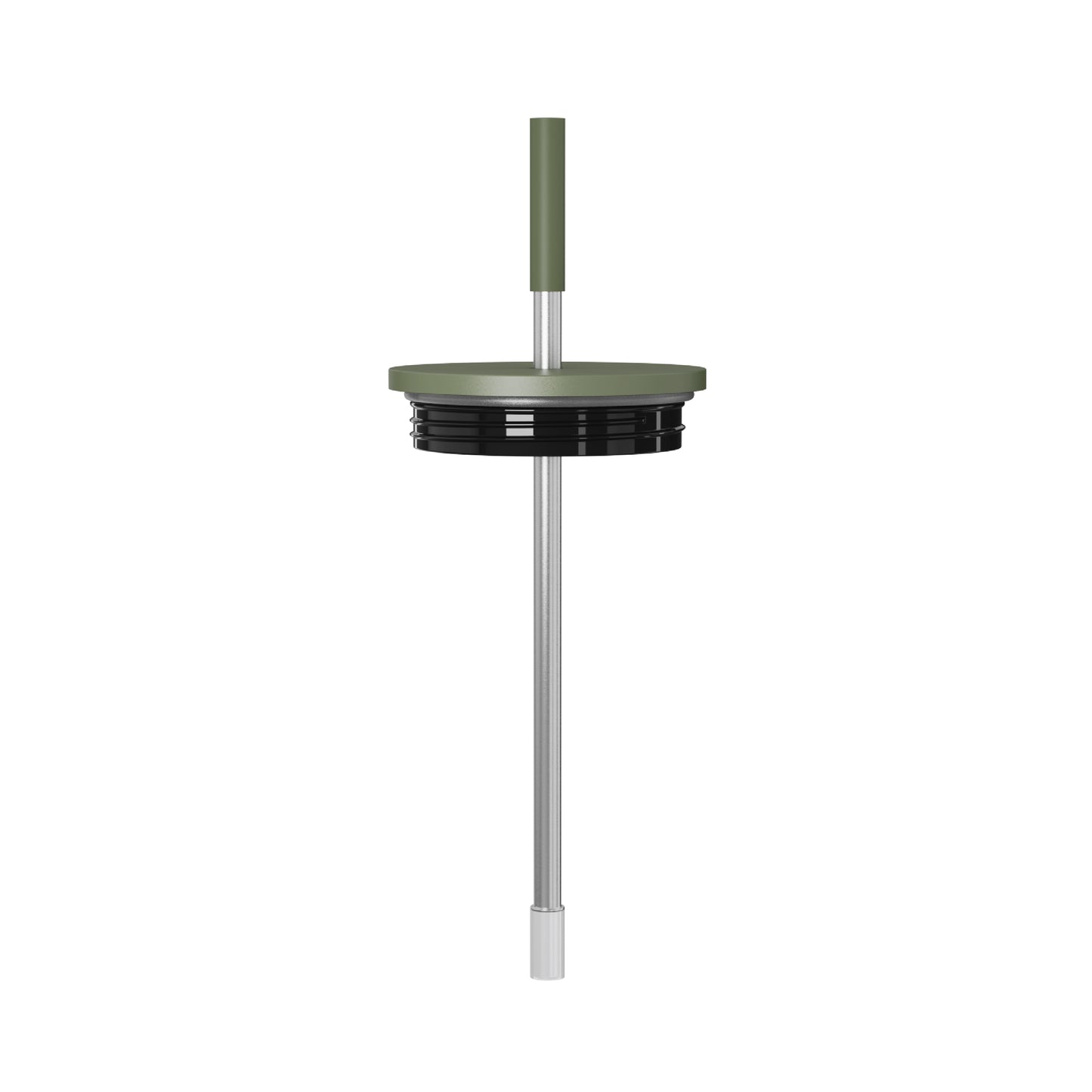 Isolated close-up of the 24oz Stainless Steel Tumbler's straw and lid only, which are both displayed against a white background.