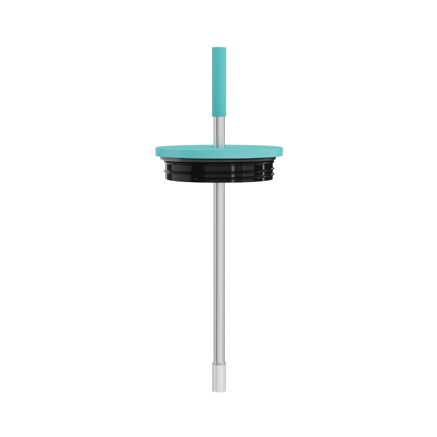 Isolated close-up of the 24oz Stainless Steel Tumbler's straw and lid only, which are both displayed against a white background.