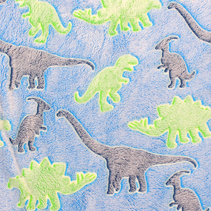 Fabric swatch of the Dinosaur Glow in the Dark Throw Blanket
