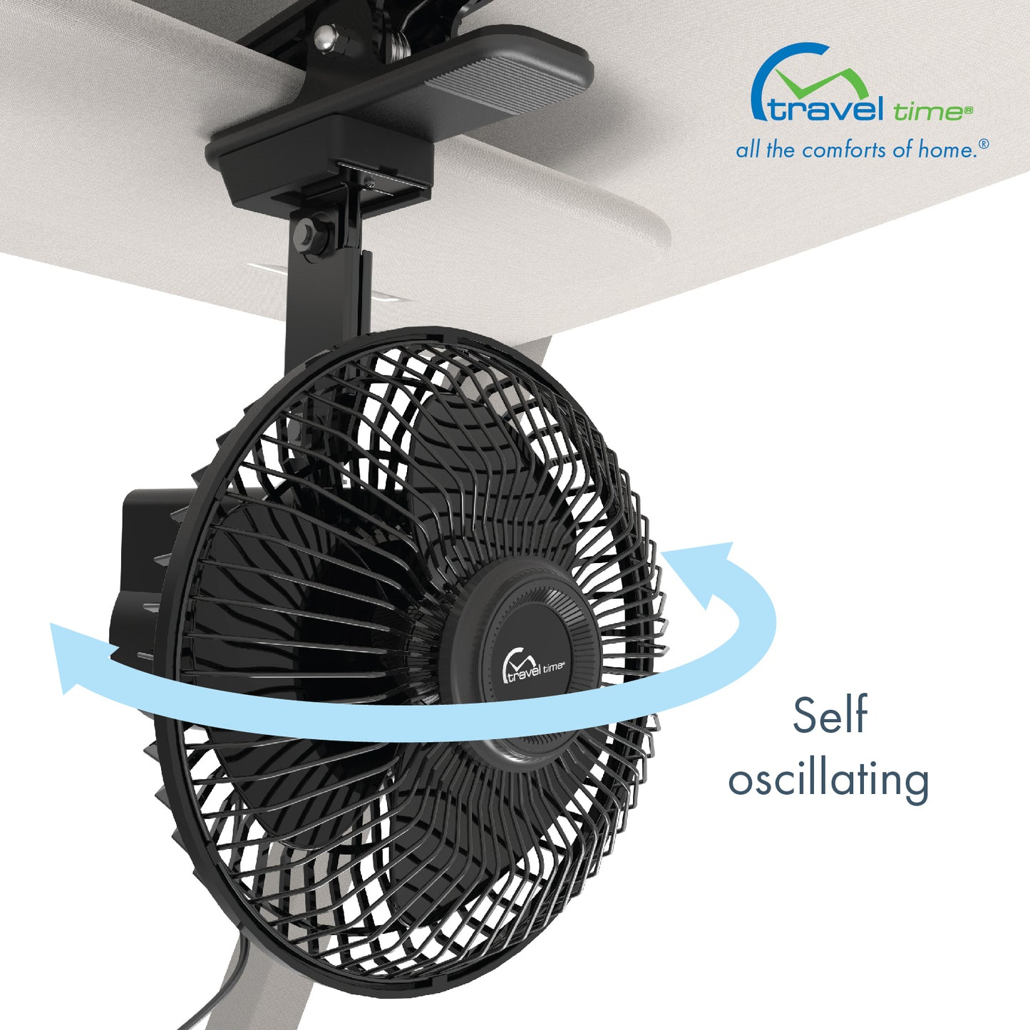 The 12V Oscillating Clip-On Fan is self-oscillating.