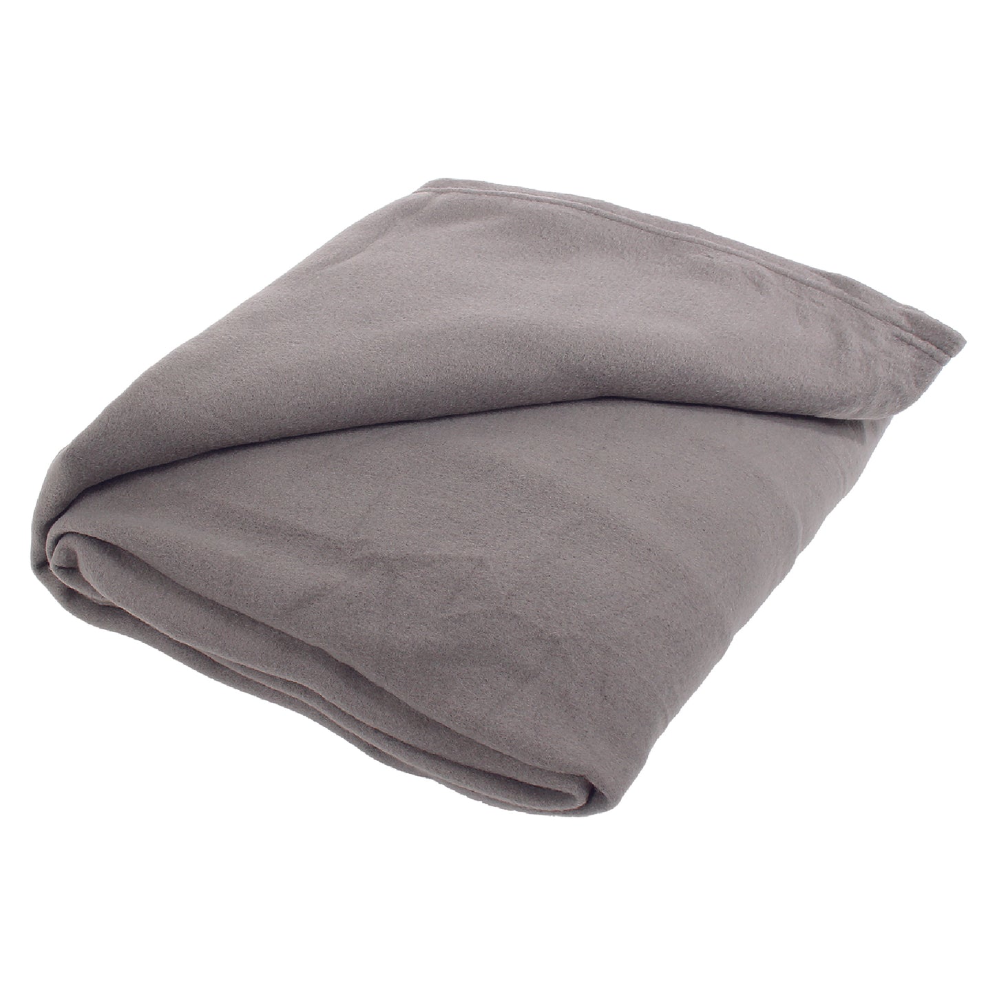 Gray Full/Queen Polar Fleece Blanket folded, with one corner lifted to show the other side of the material.