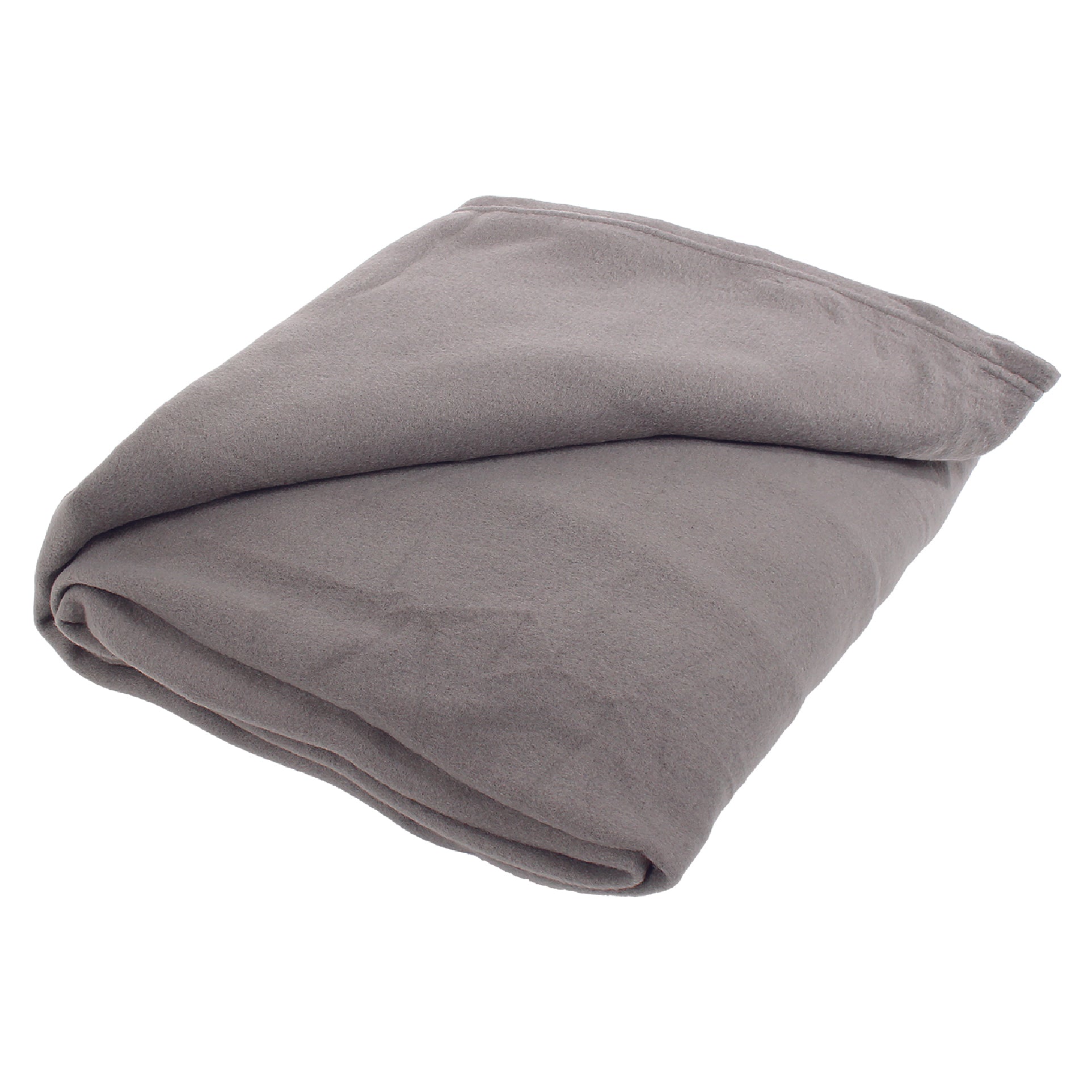 Gray Full/Queen Polar Fleece Blanket folded, with one corner lifted to show the other side of the material.