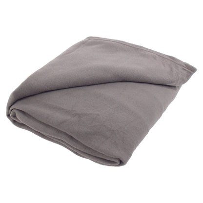 Gray Full/Queen Polar Fleece Blanket folded, with one corner lifted to show the other side of the material.