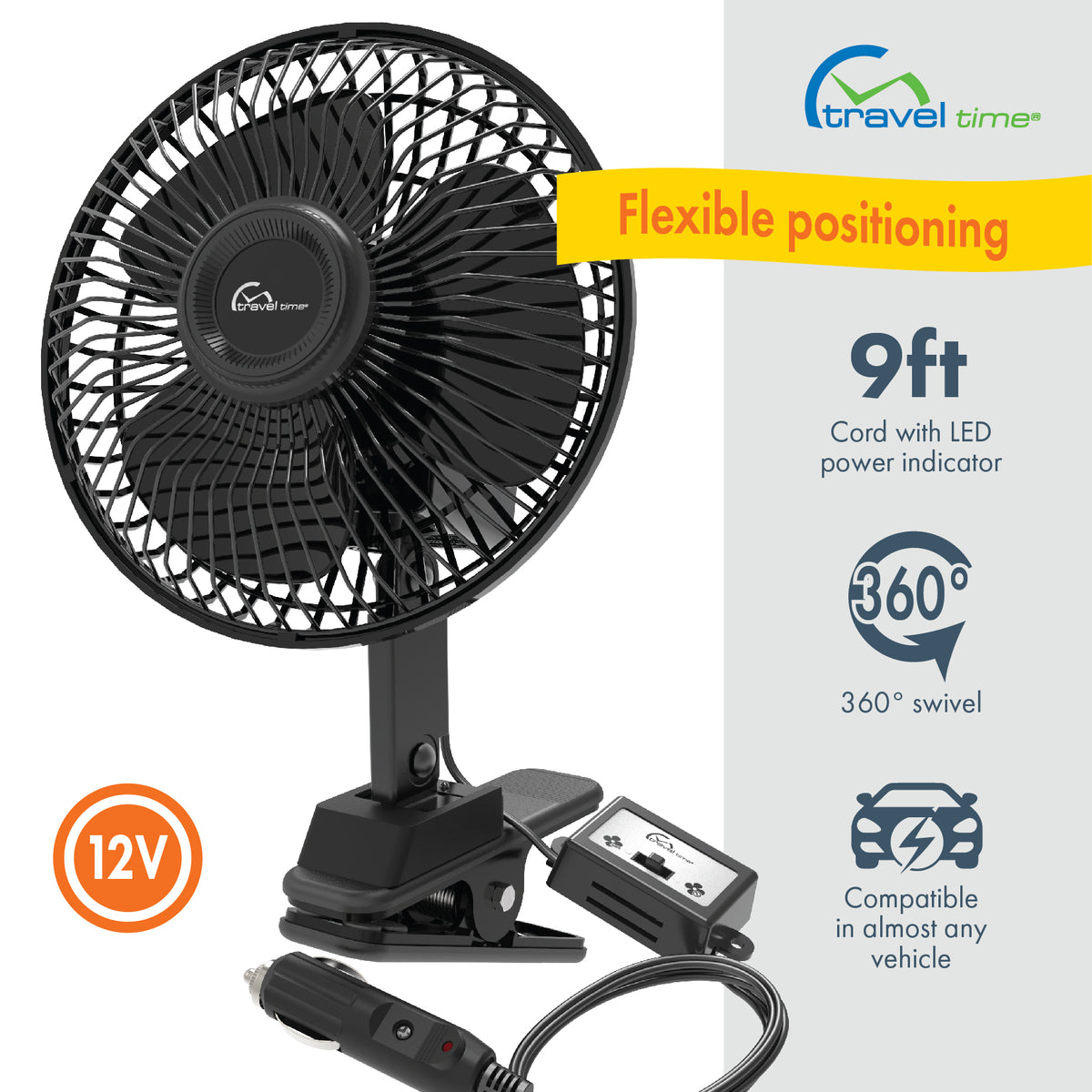 6 Oscillating Fan 12-Volt - Clamp-On Performance Tool 12V Power 6 Oscillating Fan 12-Volt - Clamp-On Performance Tool 12V Power